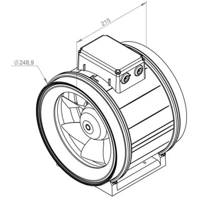 Ruck ETAMASTER buisventilator met EC motor 2175m³/h - Ø 250 mm + bediening potentiometer 10 kO