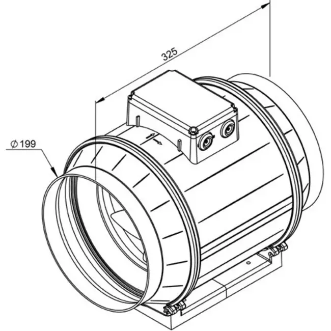 Ruck ETAMASTER buisventilator met EC motor 1300m³/h - Ø 200 mm + bediening potentiometer 10 kO