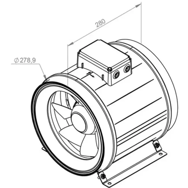 Ruck ETAMASTER buisventilator met EC motor 2440m³/h - Ø 280 mm + bediening potentiometer 10 kO