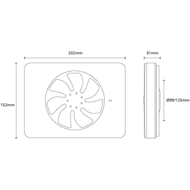 Vent-Axia Lo-Carbon iQ platte design badkamerventilator ZWART Ø 100 - 125 mm
