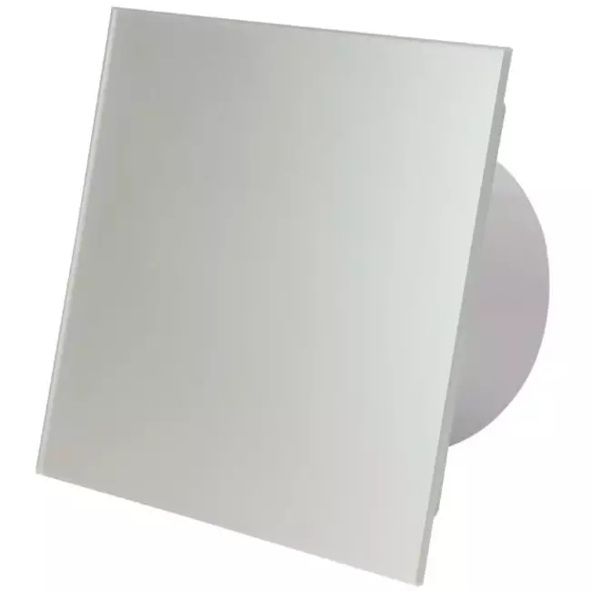 Badkamer ventilator Ø 100 mm met timer - glazen front satijn zilver
