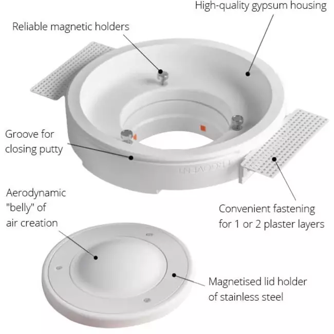 Ergovent instucbaar frameloos ventilatieventiel rond 100 mm