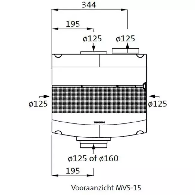 Orcon MVS-15RHBP Pakket 550 m³/h + vochtsensor + RFT bediening + 4 ventielen - perilex stekker