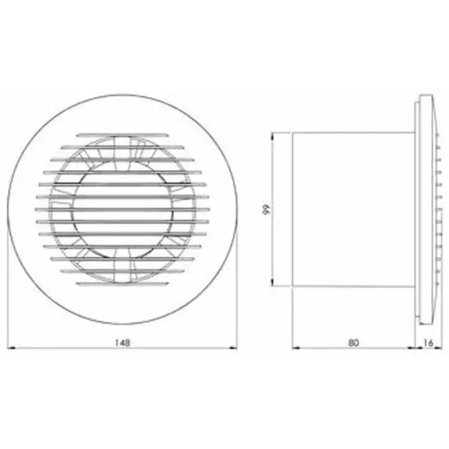 Badkamer ventilator rond Ø 100 mm antraciet - basis EA100A