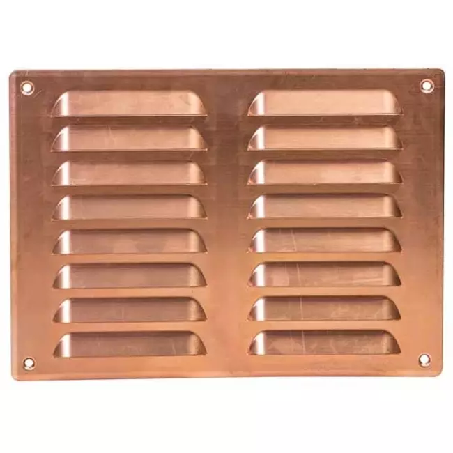 Metalen ventilatierooster vierkant 260x190 mm koper - MR2619Cu