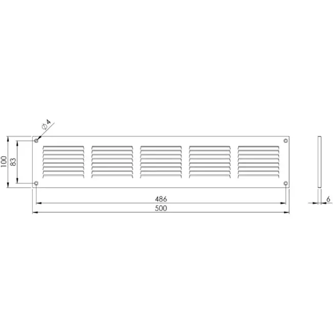 Metalen rooster 500x100mm zwart - MR5010M - RAL9005