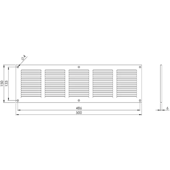 Metalen rooster 500x150mm zwart - MR5015M - RAL9005