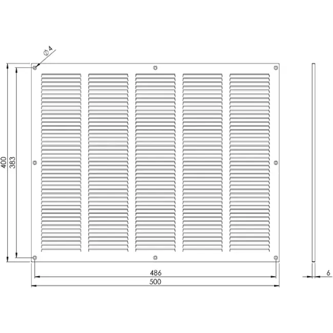 Metalen rooster 500x400mm zwart - MR5040M - RAL9005