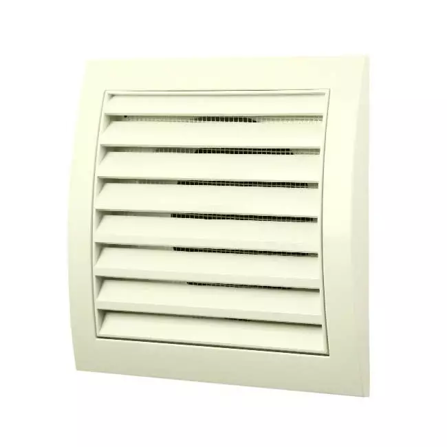 Muurrooster 150x150 met diameter 100 wit - ND10