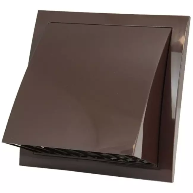 Gevelrooster met terugslagklep 190x190 mm diameter 150 mm bruin - ND15FVB