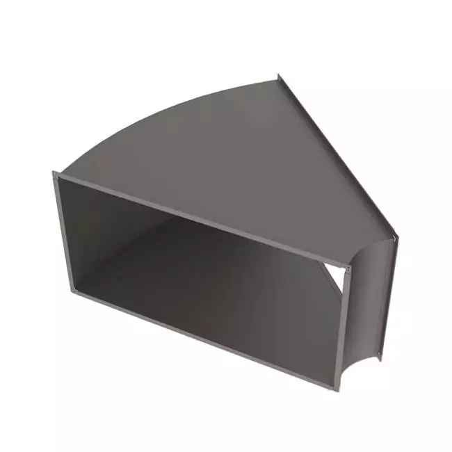 Bocht 45 graden horizontaal B=300 mm x H=150 mm