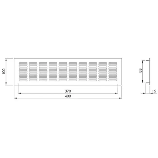 Plintrooster aluminium - wit L=400mm x H=100mm - RA1040