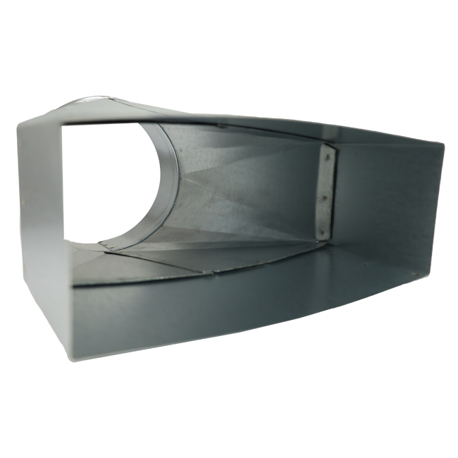 Verloopstuk 220x80 mm naar diameter 150 mm tbv instortkanaal