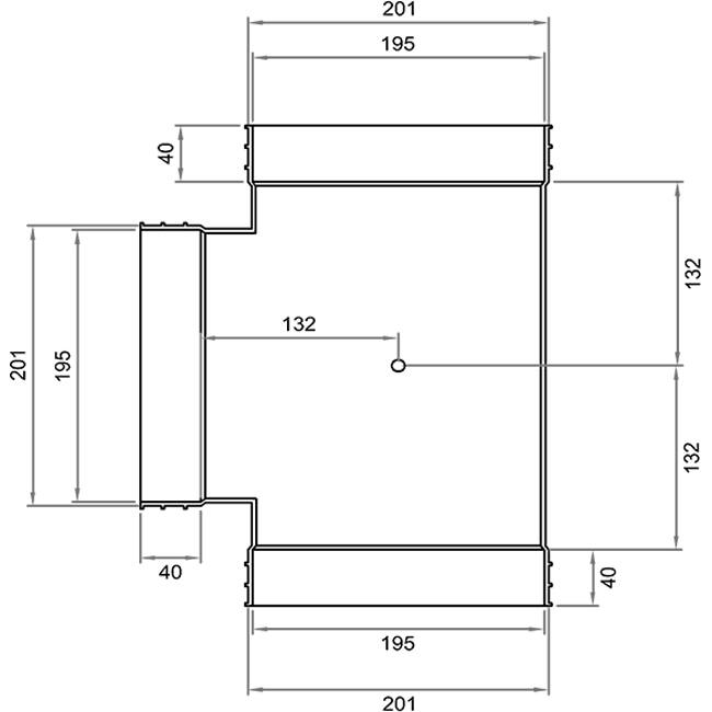 Wavin Ventiza T-stuk 90 graden PVC ovaal 195x80 mm M/M/M