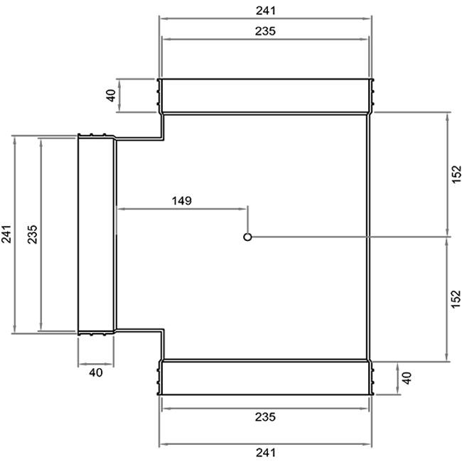 Wavin Ventiza T-stuk 90 graden PVC ovaal 235x80 mm M/M/M