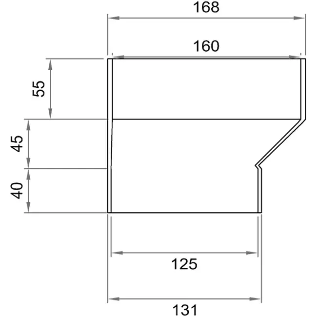 Wavin Ventiza verloop PVC rond 160 mm naar 125 mm excentrisch S/M