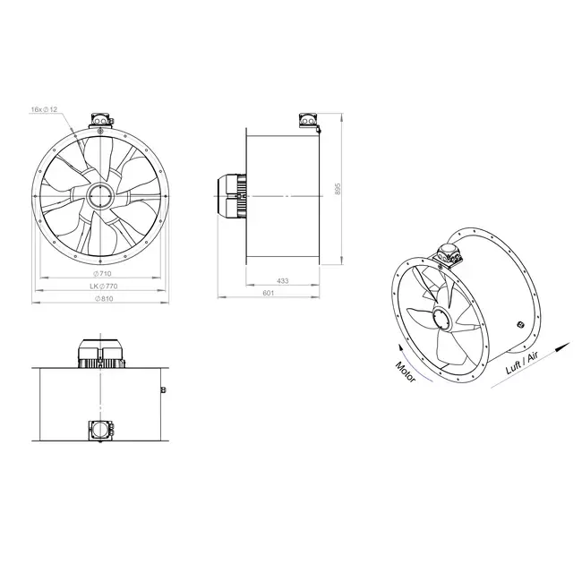 Axiaal 710 mm kanaalventilator - AL 710 D4 01 CFG