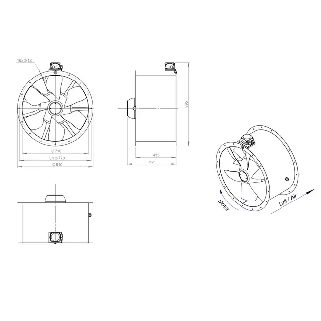 Axiaal 710 mm kanaalventilator - AL 710 D6 01 CFG