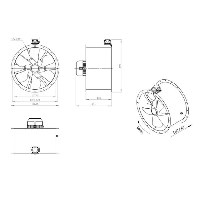 Axiaal 710 mm kanaalventilator - AL 710 D6 02 CFG