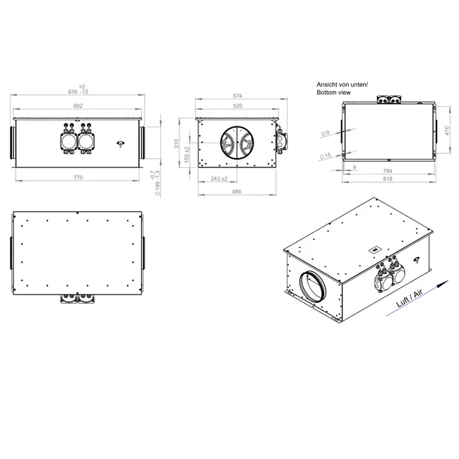 Buisventilator 200 mm geïsoleerd energiezuinig - EM DUO 200 EC K 01