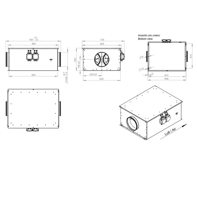 Buisventilator 250 mm geïsoleerd energiezuinig - EM DUO 250 EC K 02