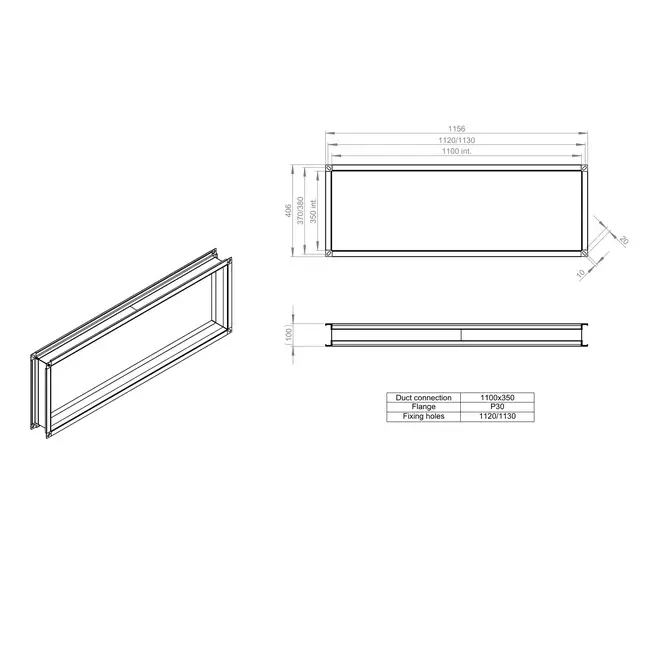 Flexibel verbindingsstuk 1100 x 350 - VS 11035