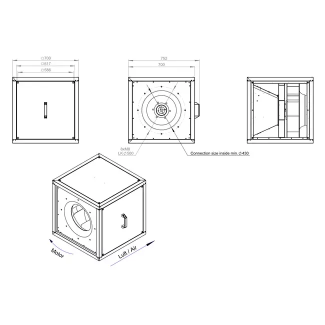 Boxventilator motor buiten luchtstroom - MPC T 500 D4 K01