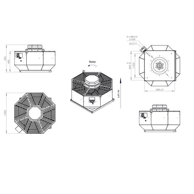 Dakventilator verticaal metaal - DVL 450 D4 RK 02