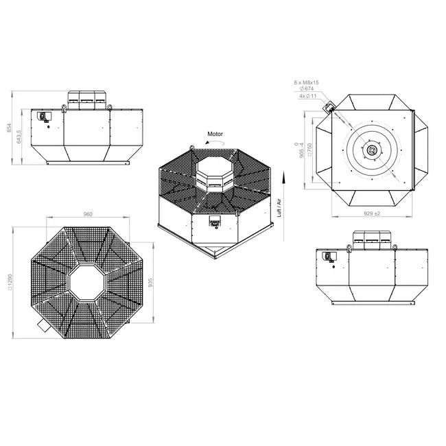 Dakventilator verticaal metaal - DVL 710 D6 RK 01