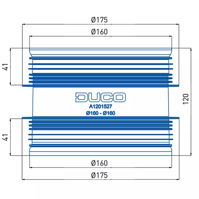 Duco aansluitstuk met rubber D160-D160 (M/M)