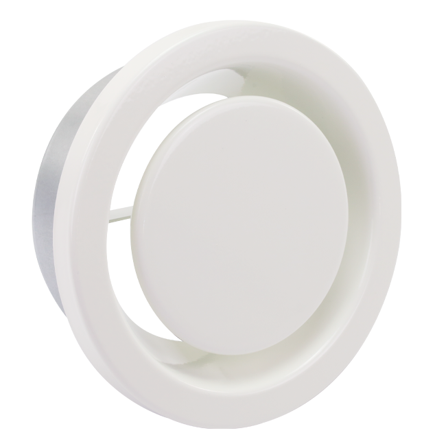 Ventilatie afvoer ventiel 125mm met metaal klemveren - EAV-C125 RAL9010