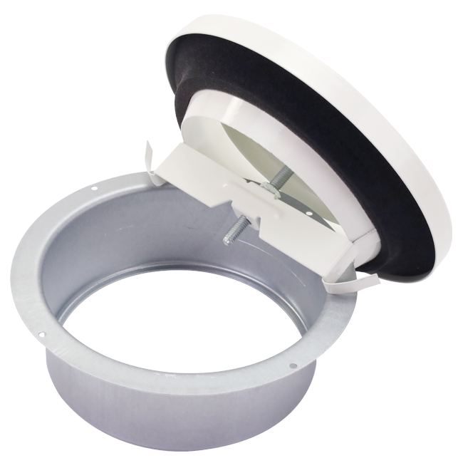 Ventilatie afvoer ventiel 125mm met metaal klemveren - EAV-C125 RAL9010