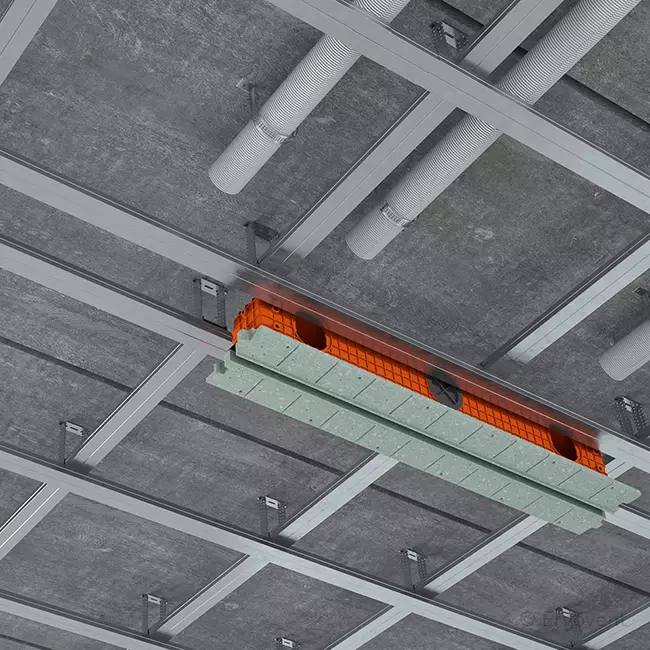 Ergovent instucbaar frameloos lijnrooster 1050 mm met aansluitdiameter 75 mm - modulair - 1 sleuf