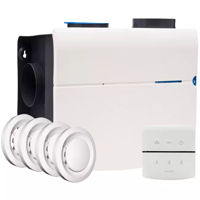 Orcon MVS 15R Pakket 550 m³/h + RFT bediening + 4 ventielen - randaarde stekker