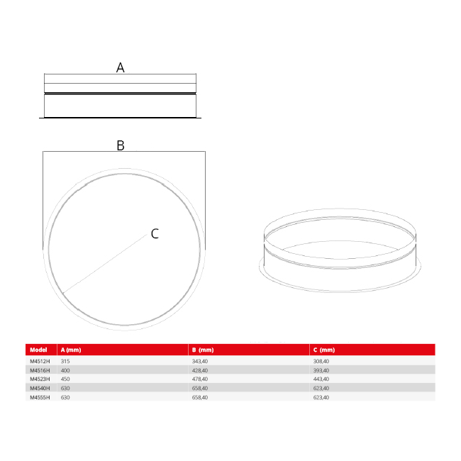 Maxivent ronde connector voor M4512 horizontaal/low profile - RC