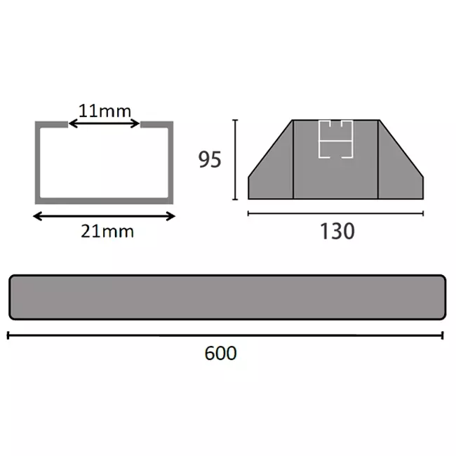 ClimaConnect montagebalk van trillingsdempend rubber 600 mm