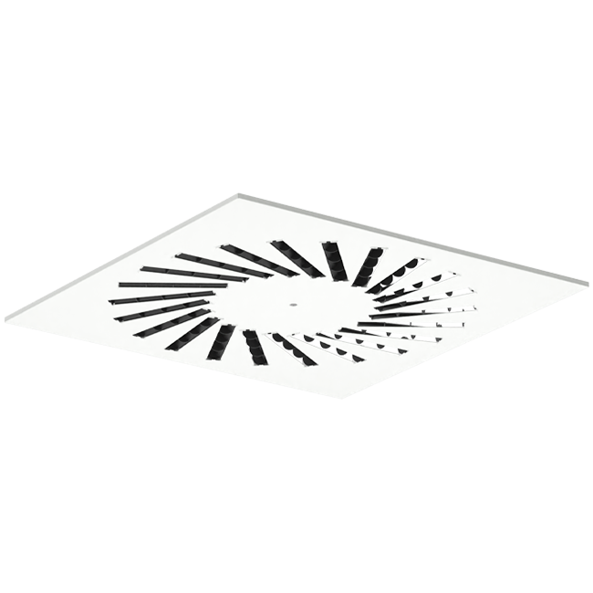 Wervelrooster staal met verstelbare deflectoren – 400x400 mm – RAL 9016
