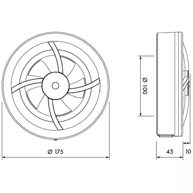 Solara badkamerventilator met heat mover - 100 mm diameter - mat wit
