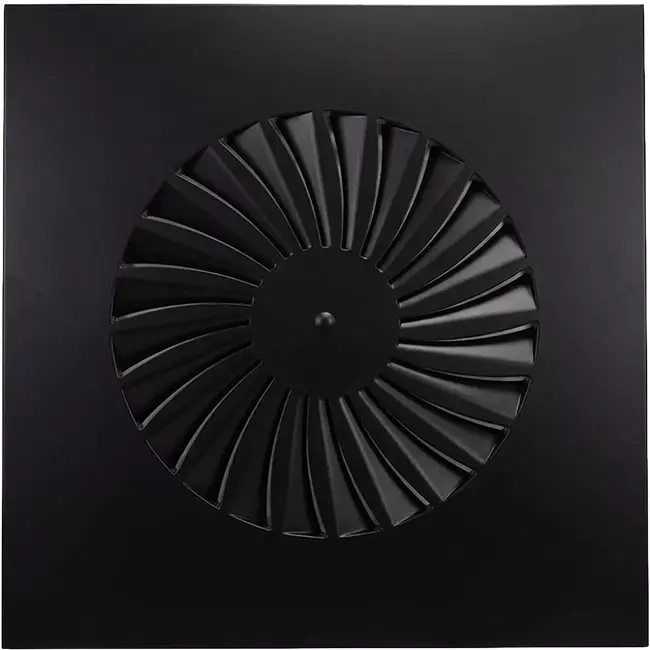 Wervelrooster vaste lamellen 600mm vierkant - SWS 600 RAL 9005 30% glans