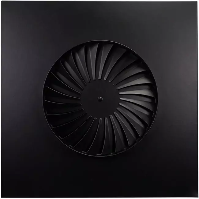 Wervelrooster vaste lamellen 600mm vierkant - SWS 600 RAL 9005 30% glans