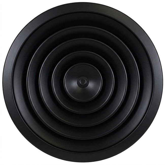Plafondrooster rond met vast patroon Ø 350 mm - RAL9005 30% glans