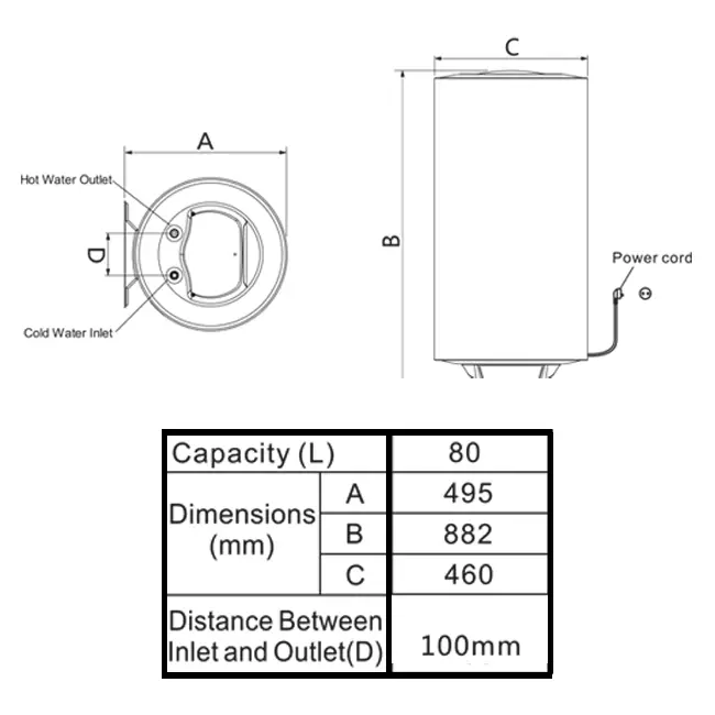 Kizura elektrische warmwaterboiler 80L