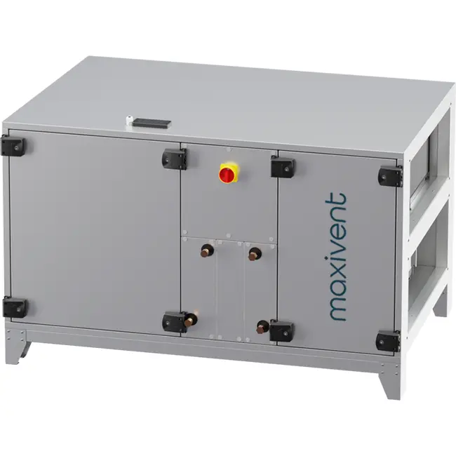 Maxivent WTW luchtbehandelingkasten met warmtewiel 3400 m3/h met warmwaterbatterij en DX-koeling horizontaal links - RHE 3400 H WDJL
