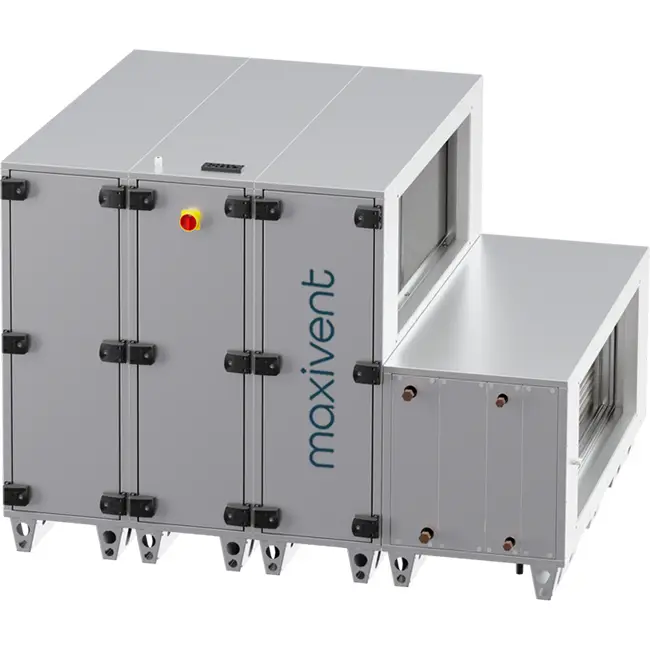 Maxivent WTW luchtbehandelingkasten met warmtewiel 10000 m3/h met warmwaterbatterij en koudwaterbatterij horizontaal links - RHE 10000 H WKJL T 01