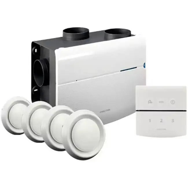Orcon MVS-15RHBP Pakket 550 m³/h + vochtsensor + RFT bediening + 4 ventielen - perilex stekker
