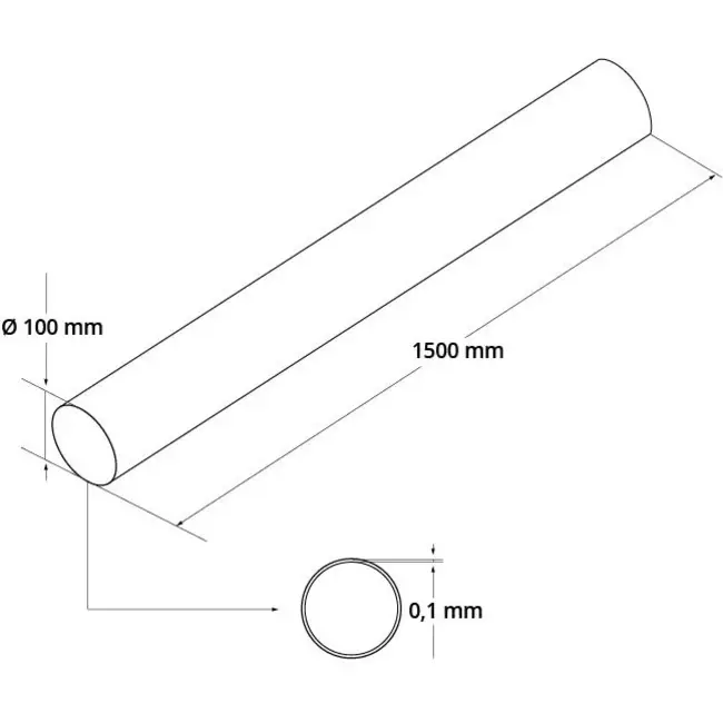 Ronde kunststof ventilatiebuis Ø100mm L=1.5 meter A100-1.5