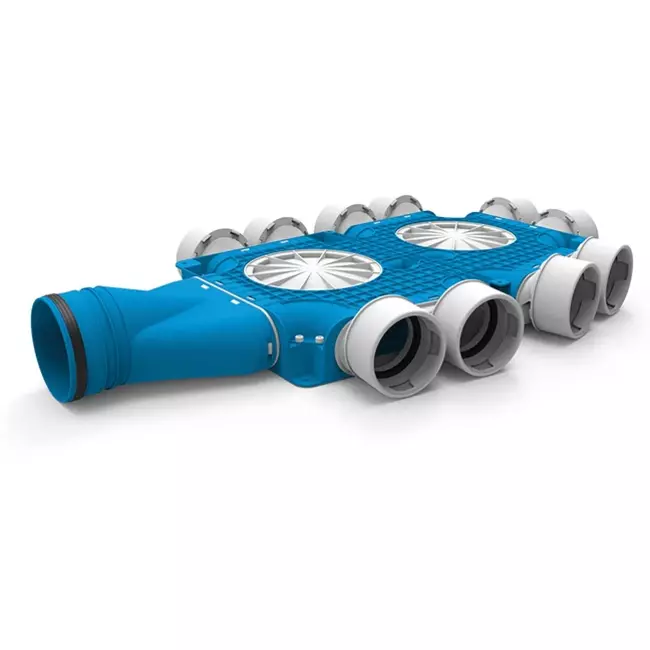 Vent-Axia Uniflexplus samengestelde verdeler 10x Ø90mm met horizontale tuit Ø125mm