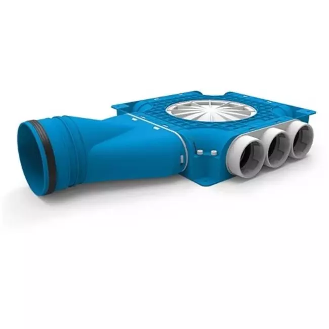 Vent-Axia Uniflexplus samengestelde verdeler 9 x Ø69mm met horizontale tuit Ø125mm