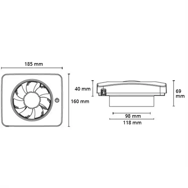 Badkamerventilator Svensa PureAir met geursensor 100-125mm