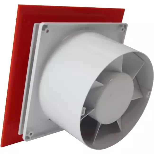Air Roxy badkamerventilator met aansluitdiameter 100 mm met trekkoord en stekker - kunststof front rood